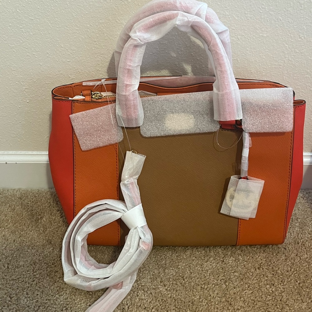 Michael Kors Orange and Tan Satchel